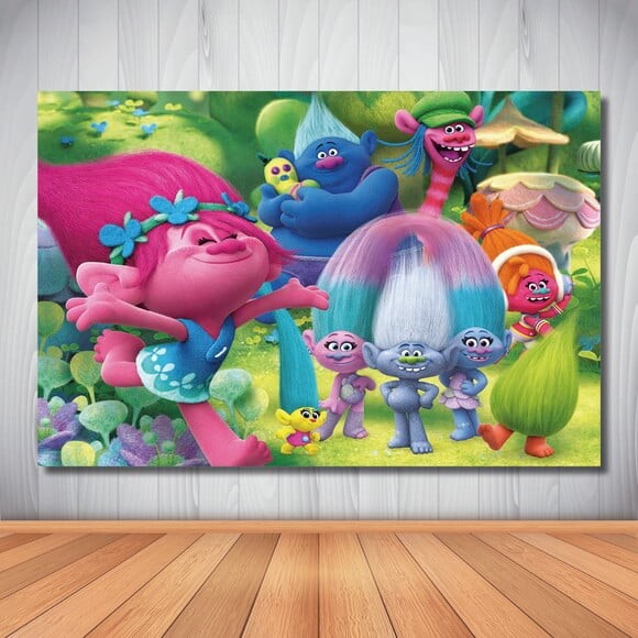 Painel de Festa Cenário Infantil Trolls - 1,50x1,00m