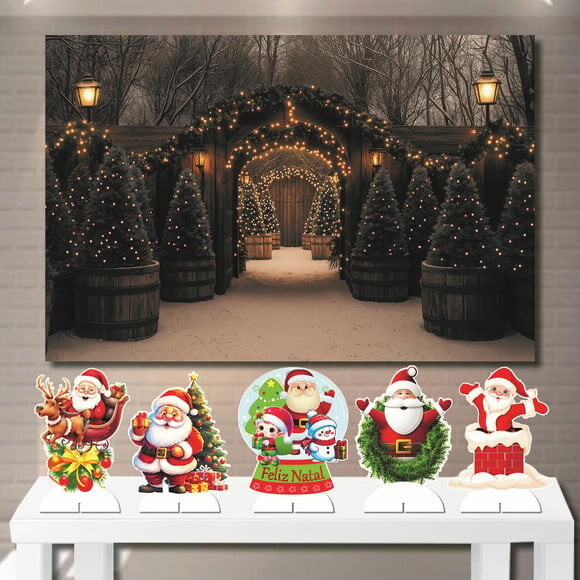 Painel Decoração Mega 1,5x1,0m e Kit Display Árvore de Natal