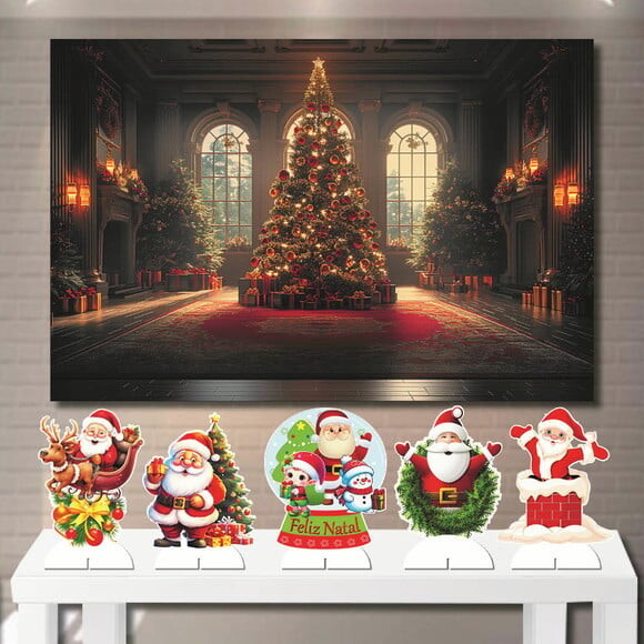 Painel Decoração Mega 1,5x1,0m e Kit Display Árvore de Natal