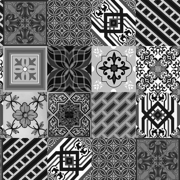 Papel de Parede Azulejo Tons de Preto e Cinza