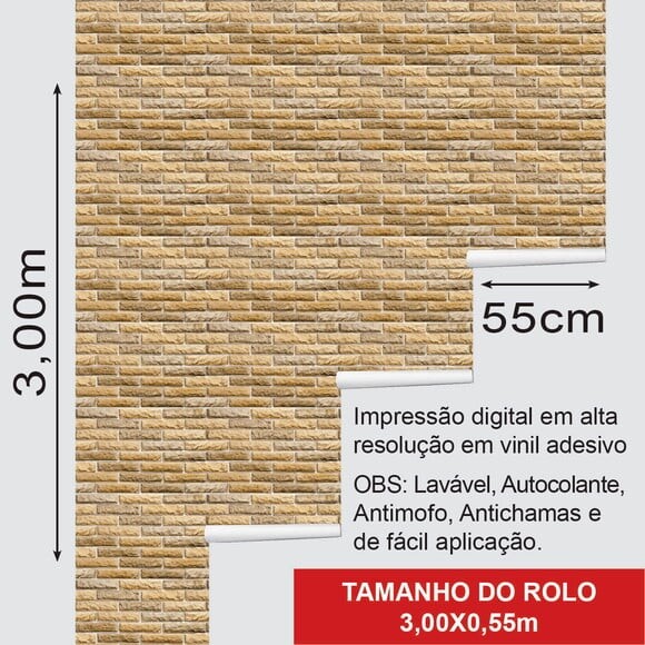 Papel de Parede Tijolos Amarelo e Cinza 3d