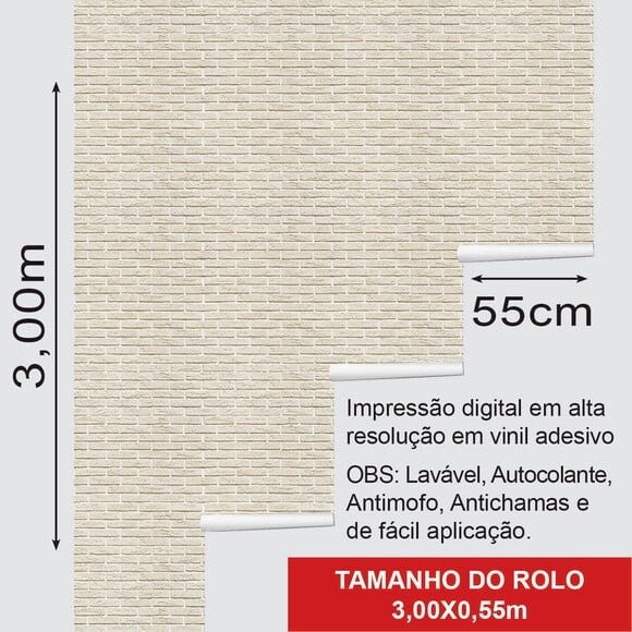 Papel de Parede Tijolos Branco Marmore 3d