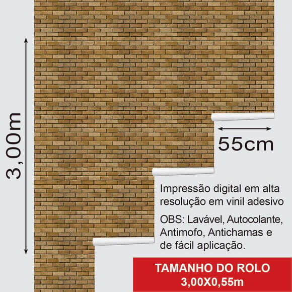 Papel de Parede Tijolos Marrom Canelado