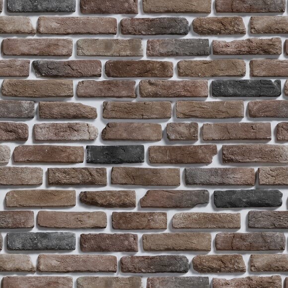 Papel de Parede Tijolos Marrom e Cinza Misto - 3d