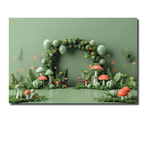 Cenário Fotográfico Painel de Decoração Arco Bexigas Verdes