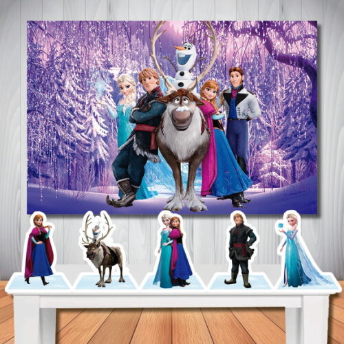 Kit Aniversário Festa Mega Painel + Display de Mesa Frozen