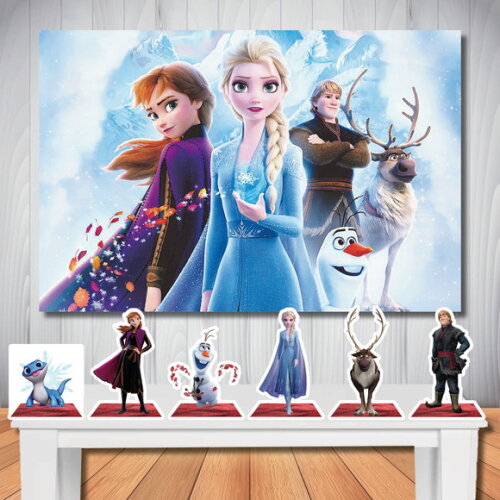 Kit Aniversário Festa Mega Painel + Display de Mesa Frozen 2