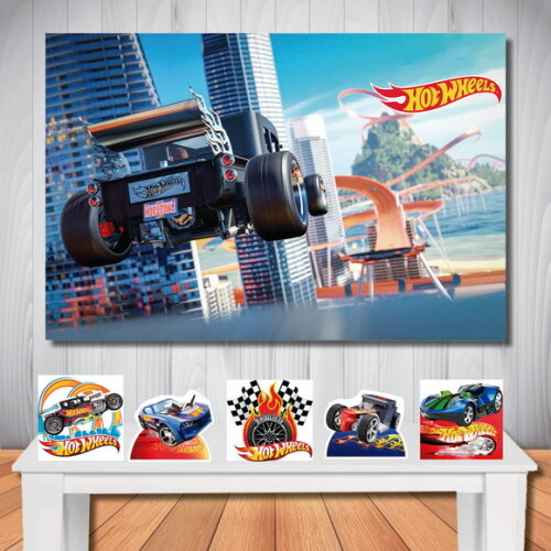 Kit Aniversário Festa Mega Painel + Display Hot Wheels