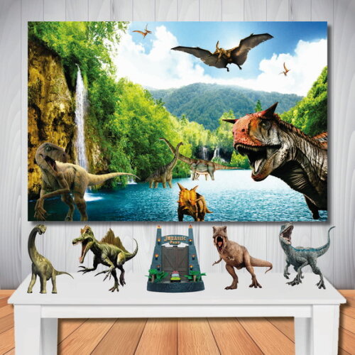 Kit Aniversário Festa Mega Painel + Display Jurassic Park
