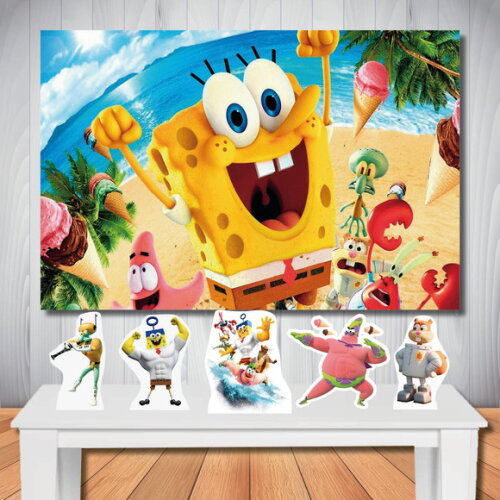 Kit Aniversário Festa Top Painel + Display Bob Esponja Filme