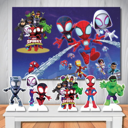 Kit Aniversário Festa Top Painel + Display de Mesa Spidey