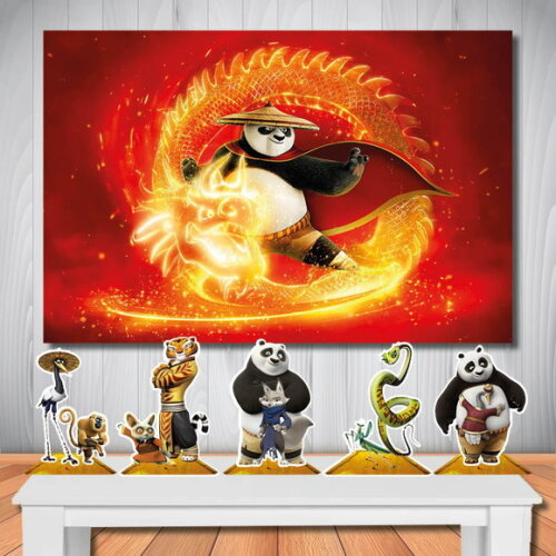 Kit Aniversário Festa Top Painel + Display Kung Fu Panda 4