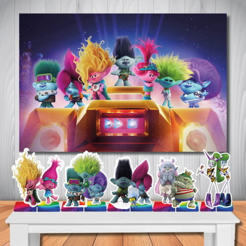 Kit Aniversário Festa Top Painel + Display Trolls 3