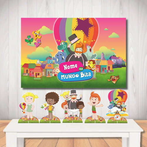Kit Aniversário Top Painel + Display Mundo Bita Rosa