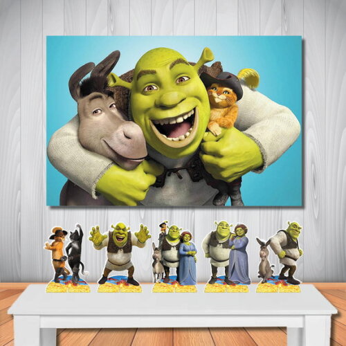 Kit Aniversário Top Painel de Festa + Display de Mesa Shrek