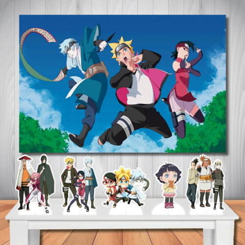 Kit Cenário Boruto Painel Decoração e Display de Mesa