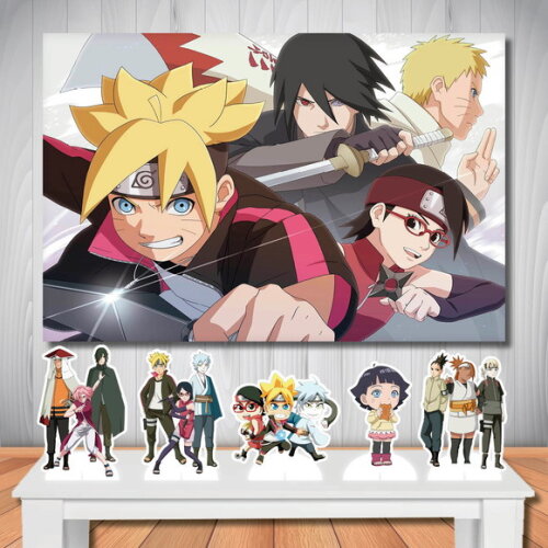 Kit Cenário Boruto Painel Infantil e Totem de Mesa