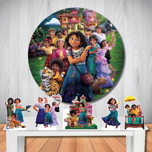 Kit Cenário Encanto Painel Redondo 1,5x1,5m e Display