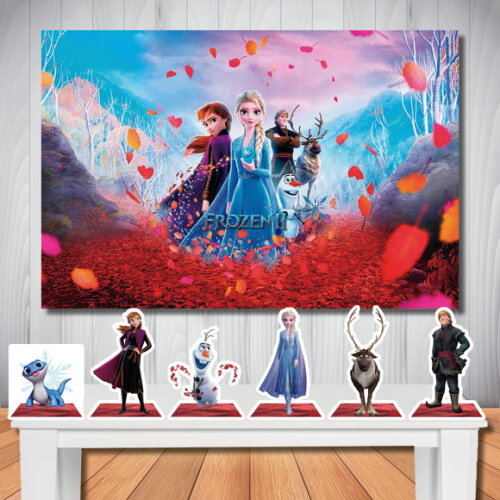 Kit Cenário Frozen 2 Painel de Festa e Totem de Mesa
