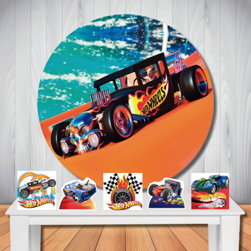 Kit Cenário Hot Wheels Painel Redondo e Display de Mesa