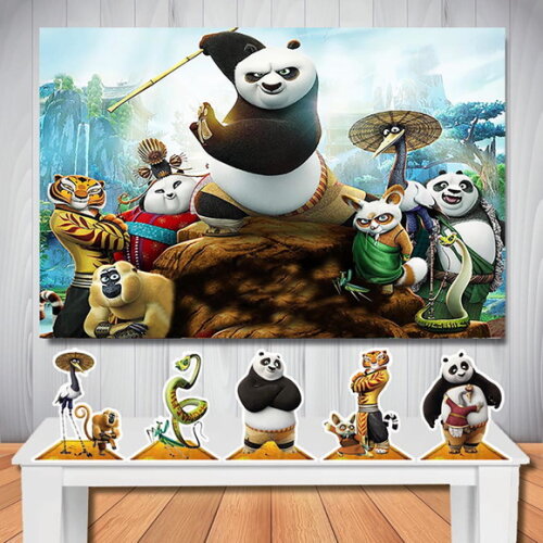 Kit Cenário Kung Fu Panda Display de Mesa e Painel de Festa