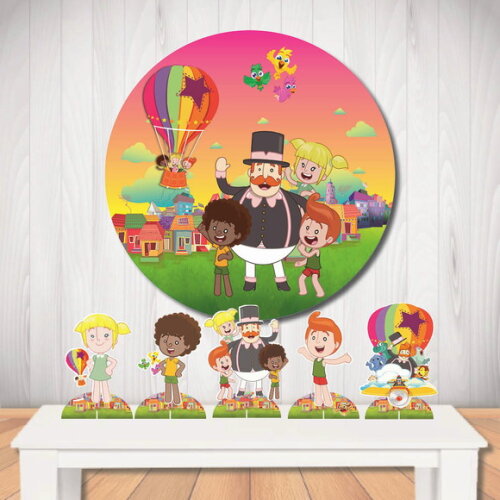 Kit Cenário Mundo Bita Painel Circular e Display de Mesa