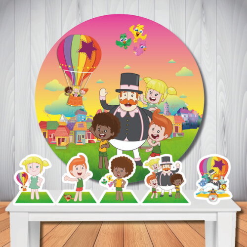 Kit Cenário Mundo Bita Painel Redondo e Display de Mesa