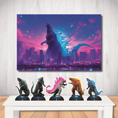 Kit Cenário Painel de Aniversário 1,5x1,0m Mega Godzilla