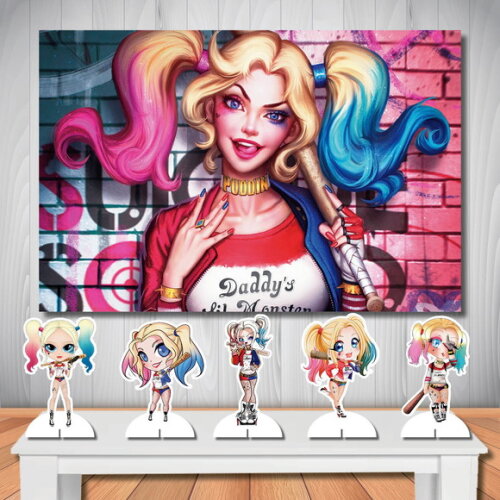 Kit Cenário Painel de Festa e Display Arlequina Cute