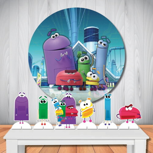 Kit Cenário Painel de Festa Redondo 1,5m e Display Storybots