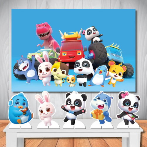 Kit Cenário Painel de Festa Top e Display Babybus