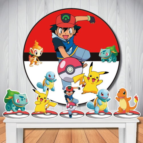 Kit Cenário Pokémon Painel Redondo Cenário e Display de Mesa