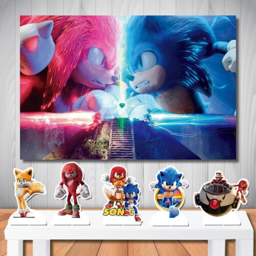 Kit Cenário Sonic Filme 2 Painel de Aniversário e Display