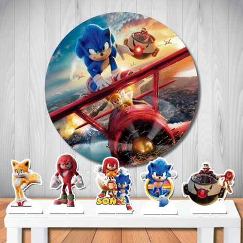 Kit Cenário Sonic Filme 2 Painel Redondo 1,50x1,50m Display
