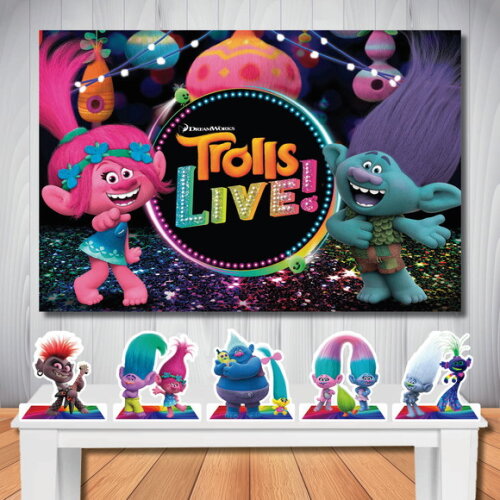 Kit Cenário Trolls 2 Painel de Aniversário e Display de Mesa