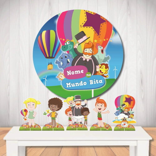 Kit Decoração de Festa Mundo Bita Painel Circular e Totem