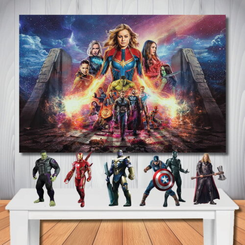 Kit Decoração de Festa Vingadores, Painel 1,5x1,0m e Display