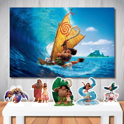 Kit Decoração Festa Moana Painel de Aniversário e Display