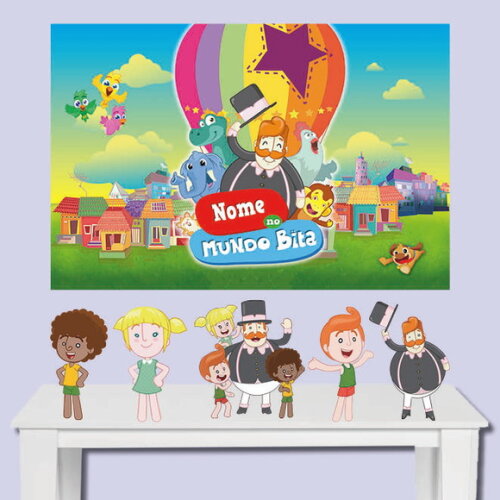 Kit Decoração Mundo Bita Painel Infantil 1,50x1,00m e Totem
