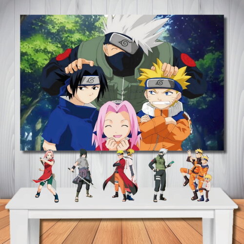 Kit Decoração Naruto Painel de Aniversário e Display de Mesa