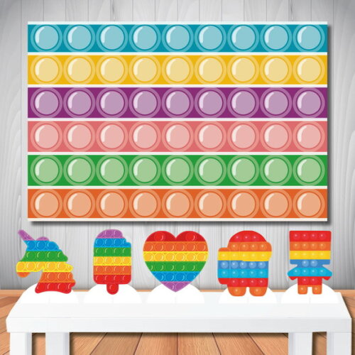 Kit Decoração Popit Fidget Toys Painel de Festa e Display