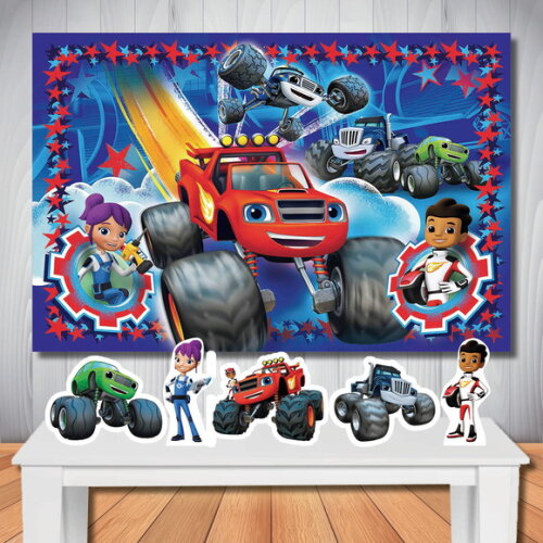 Kit Festa Blaze And The Monster Painel Infantil e Display