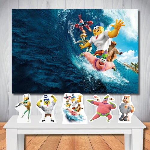 Kit Festa Bob Esponja o Filme Painel 1,50x1,00m e Totem