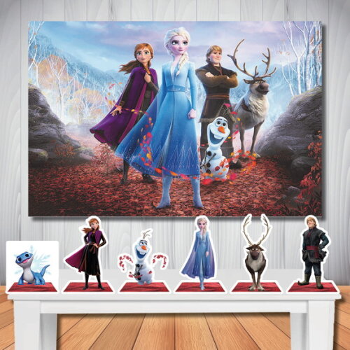 Kit Festa Frozen 2 Painel de Festa 1,5x1,0m e Totem de Mesa