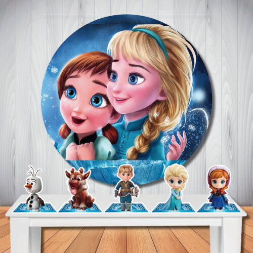 Kit Festa Frozen Baby Painel Redondo e Display de Mesa