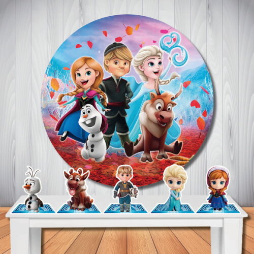 Kit Festa Frozen Baby Painel Redondo e Display de Mesa