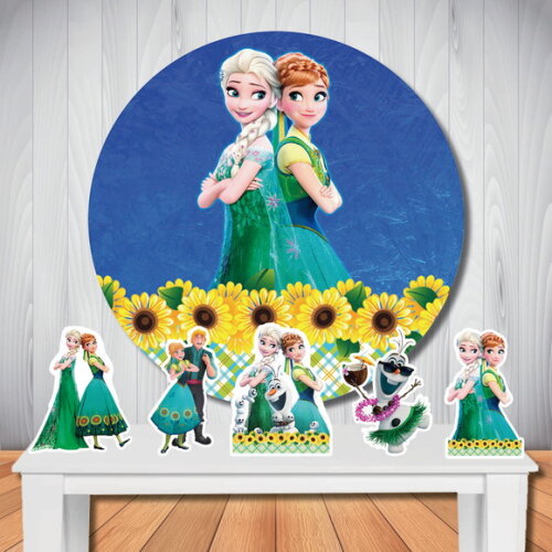 Kit Festa Frozen Fever Painel Redondo e Display de Mesa