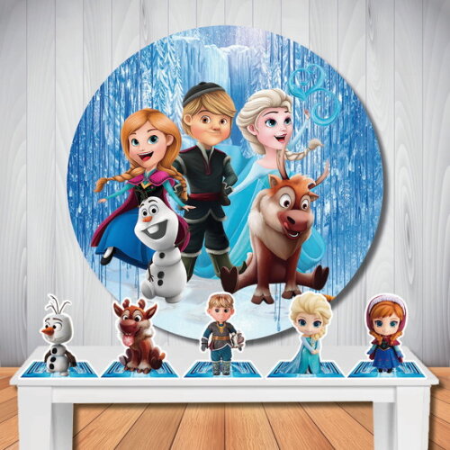 Kit Festa Frozen Baby Painel Redondo e Totem de Mesa