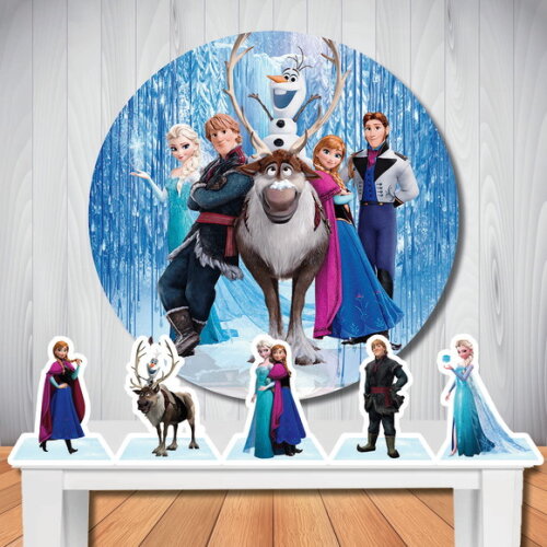 Kit Festa Frozen Painel Circular e Display de Mesa