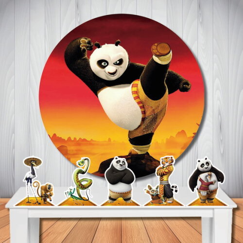 Kit Festa Kung Fu Panda Totem de Mesa e Painel Redondo